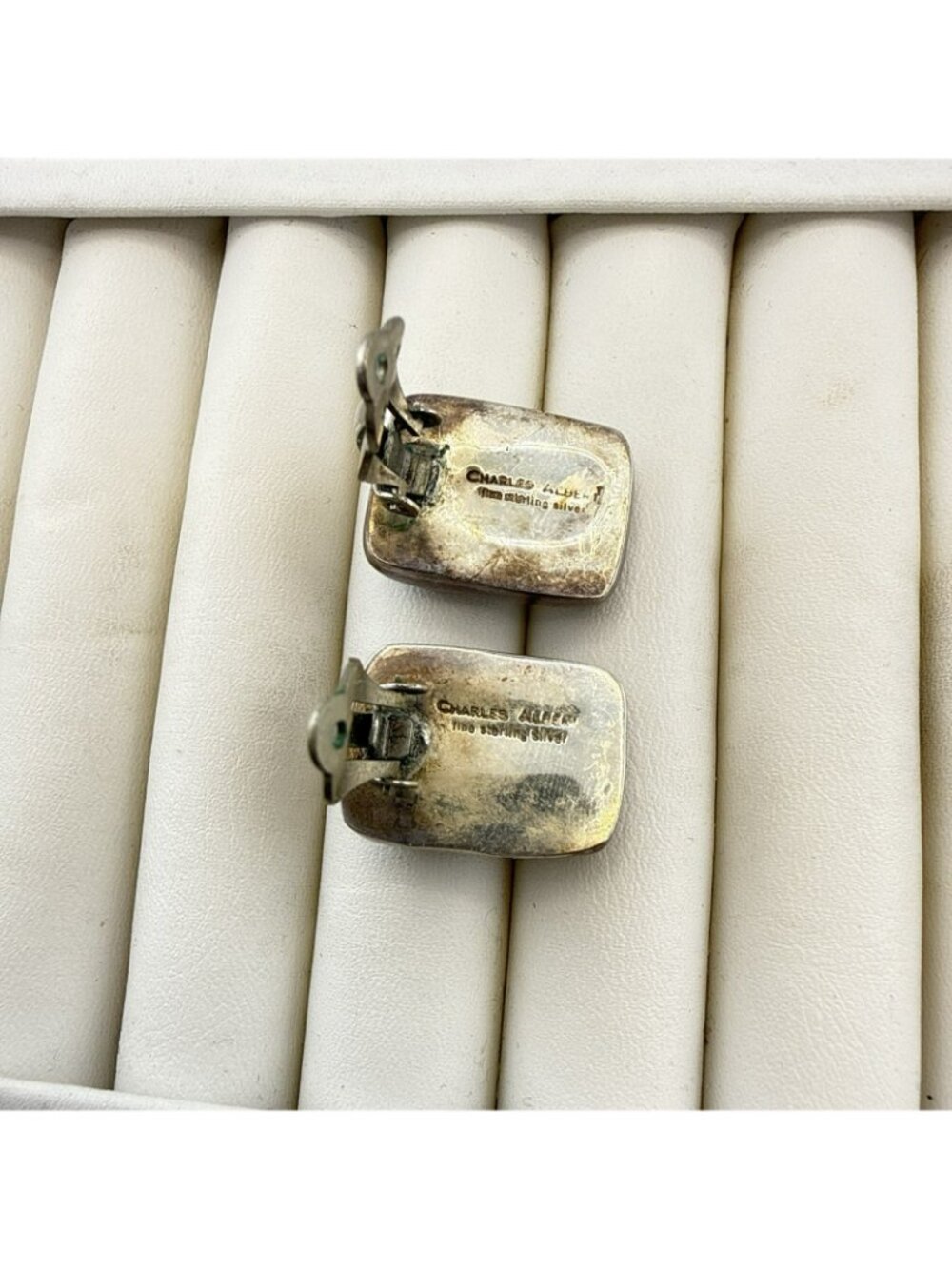 Charles Albert Earrings Dichroic Art Glass Sterling Silver Clip On 18g Colorful - Picture 7 of 13